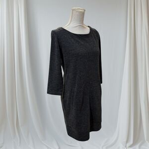 Adrienne Vittadini Gray Heathered Shift Dress With Pockets Stretch Size XS